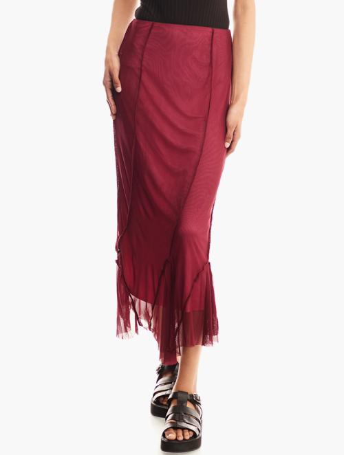 Forever 21 Red Merlot Ruffle Midi Skirt