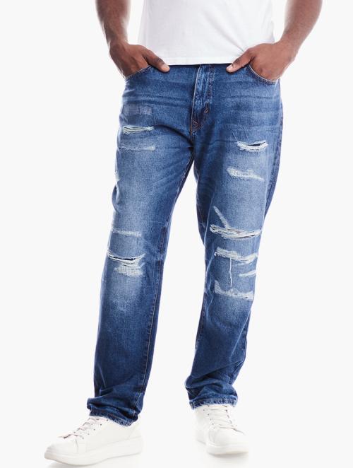 Forever 21 Dark Blue Ripped Slim Fit Jeans