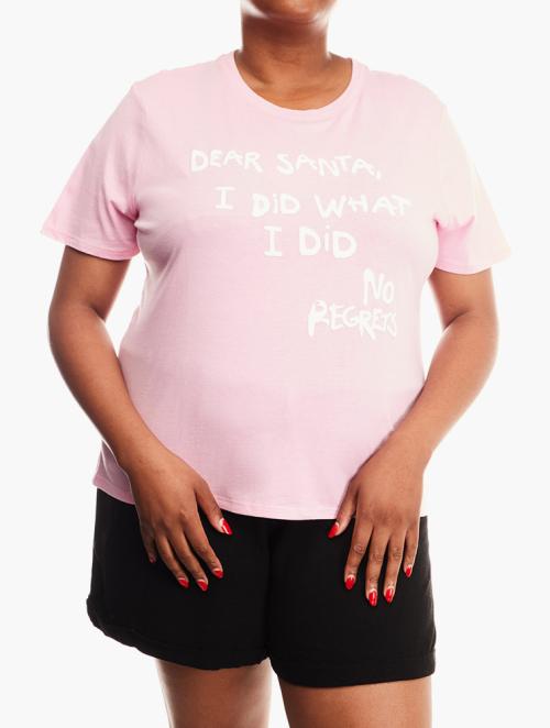 Forever 21 Curve Pink Icing & White Crew Neck Tee