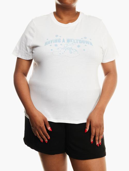 Forever 21 Curve White & Multi Crew Neck Tee