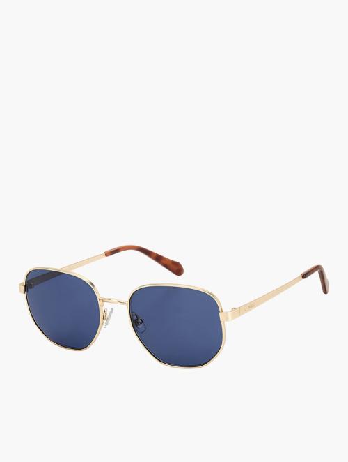 Fossil Matte Light Gold Geometrical Sunglasses