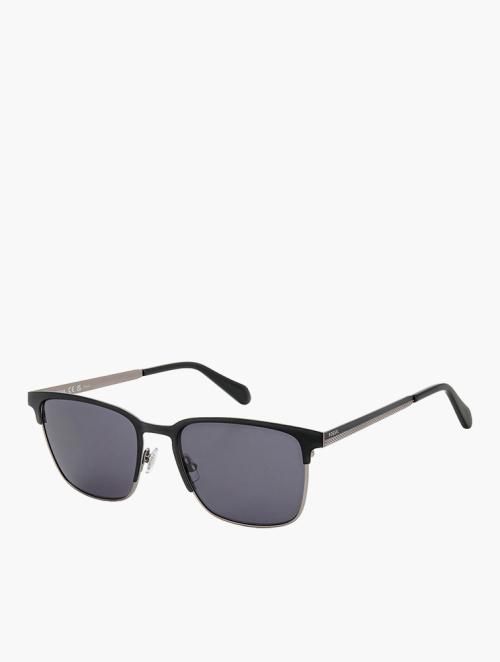 Fossil Matte Black Rectangular Sunglasses