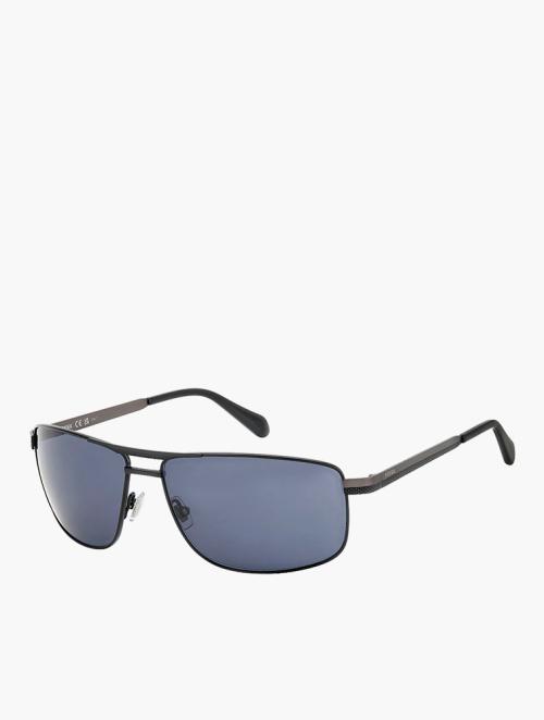 Fossil Matte Black Rectangular Sunglasses