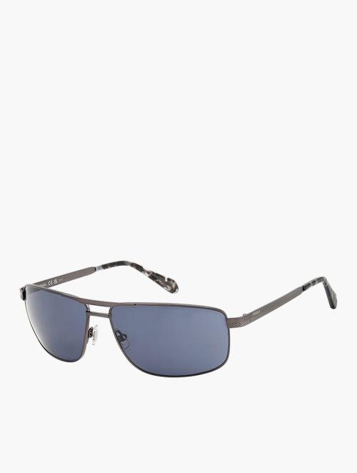 Fossil Matte Dark Ruthenium Rectangular Sunglasses