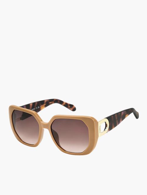 Fossil Beige Rectangular Sunglasses