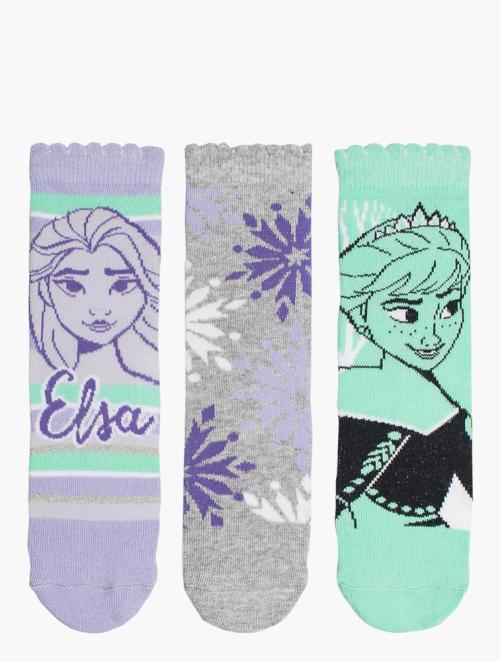 Frozen Multi Frozen Anklet Socks 9-12 Years 3 Pack  