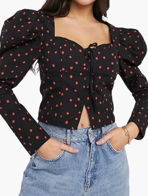 Glamorous Multi Spot  Puff Sleeves Blouse