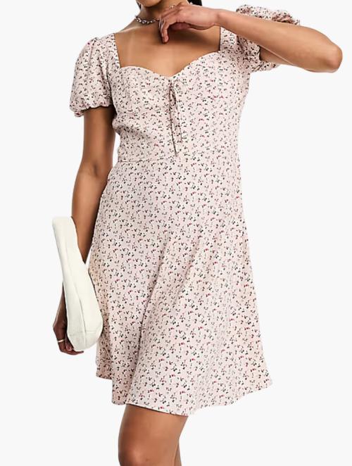 Glamorous Multi Leaf Floral Milkmaid Mini Dress