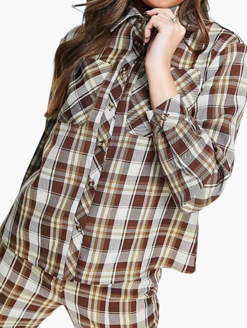 Glamorous Brown Grunge Check Relaxed Shirt