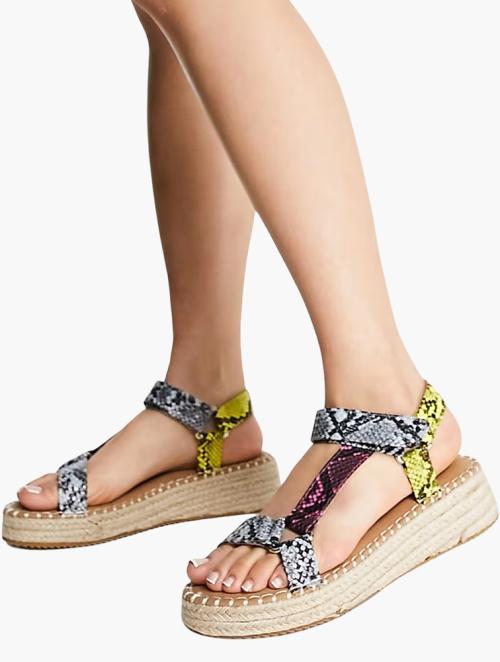 Glamorous Multi Velcro Strap Flatform Espadrille Sandals