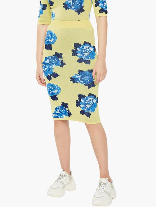 Glamorous Floral Knit Co-Ord Skirt - Yellow