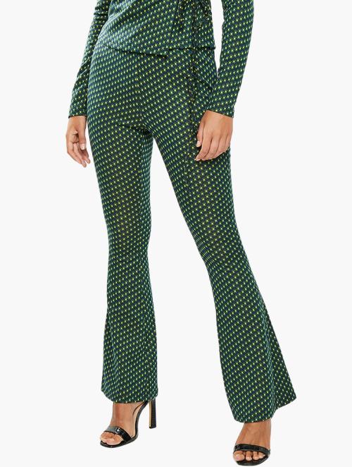 Glamorous Flare Trouser Co-Ord - Navy Green Daisy Geo