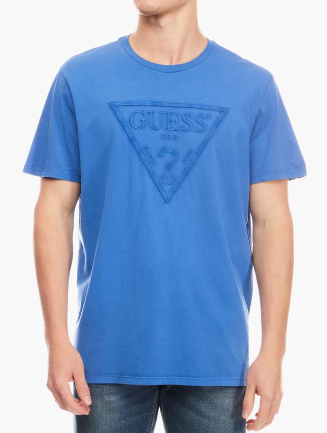 GUESS Blue Short Sleeve Embroidery Logo Tee