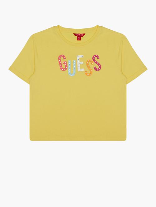GUESS Yellow Logo Short Sleeve Tee