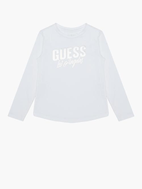 GUESS White Holographic Logo Short Sleeve Tee