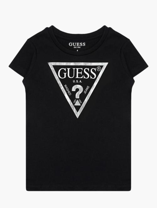 GUESS Black Front Logo Long Sleeve Tee