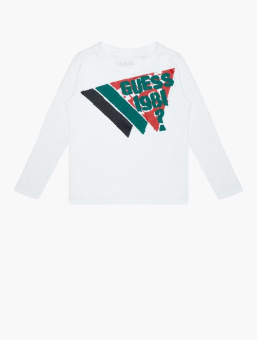 GUESS White Long Sleeve Print T-Shirt