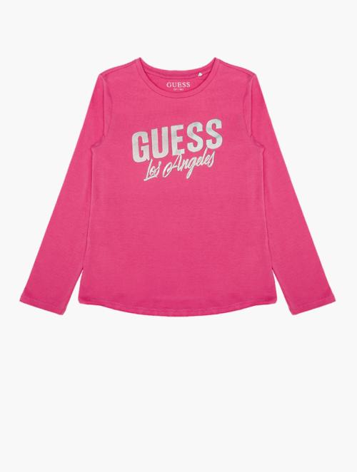 GUESS Pink Logo Long Sleeve T-Shirt