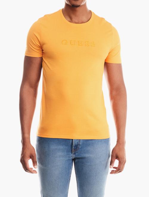 GUESS Orange Embroidered Logo Short Sleeve Tee