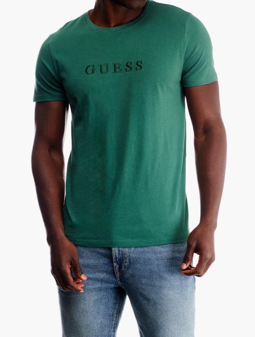 GUESS Green Pima Embroidery Logo Tee 