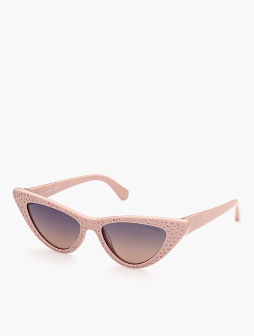 GUESS Shiny Pink & Grey Mirror Cat Eye Sunglasses