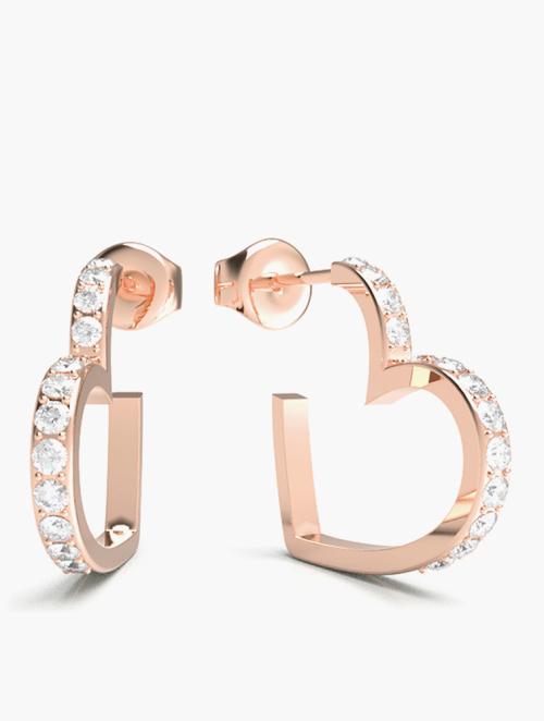 GUESS Rose Gold Heart To Heart Earrings