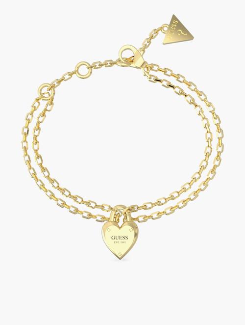 GUESS Gold All You Need Is Love Mini Heart Lock Bracelet