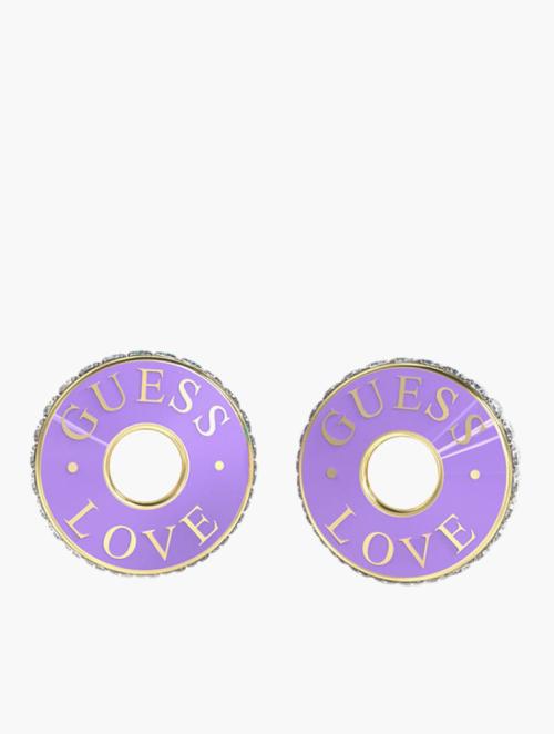 GUESS Purple & Gold Logo Earrings