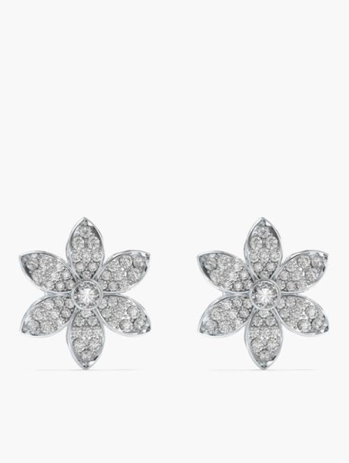GUESS Silver White Lotus 15Mm Pave Flower Studs