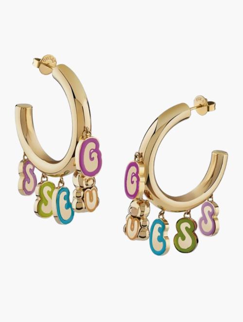 GUESS Gold Multicolour Rock Candy 35Mm Hoops