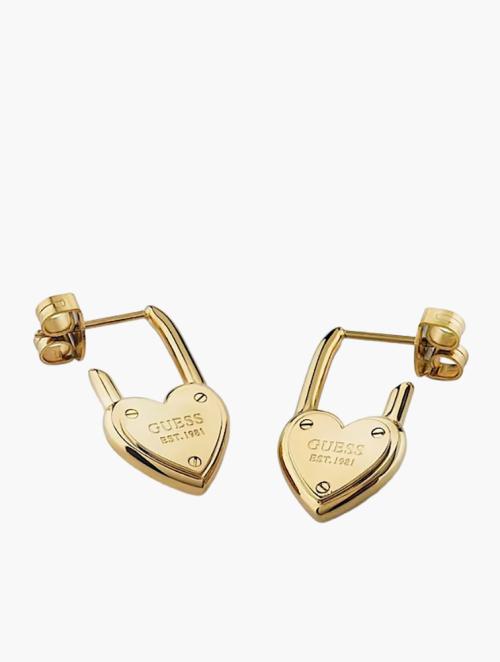 GUESS Gold All You Need Is Love 22.5M Heart Lock Huggies