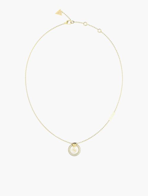 GUESS White & Gold Knot You 16-18" 4G Logo Mini Necklace