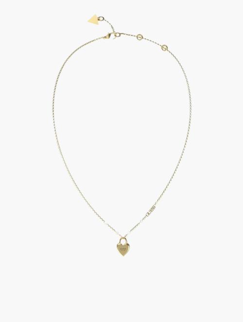 GUESS Gold All You Need Is Love 16-18" Mini Heart Lock Necklace