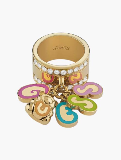 GUESS Gold Multicolour Rock Candy Dangling Ring