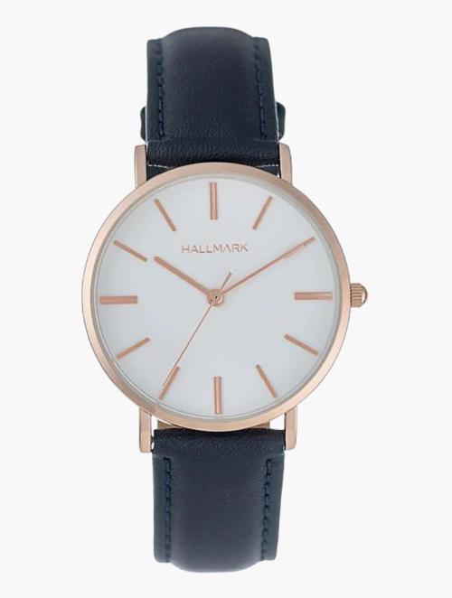 Hallmark Navy & White Dial Leather Watch