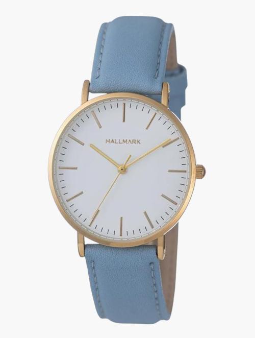 Hallmark Blue Dusk Leather Strap White Dial Watch