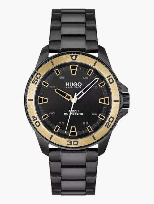 Hugo STREETDIVER,44 MM,3H,5 BAR,BLK IP CASE,BLK DIAL,LYG BEZEL,BL