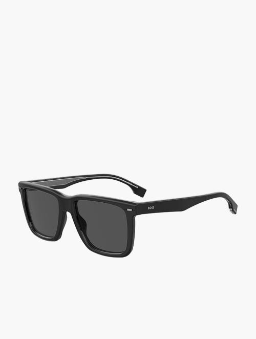 Hugo Boss Grey & Black Ruthenium Rectangular Sunglasses