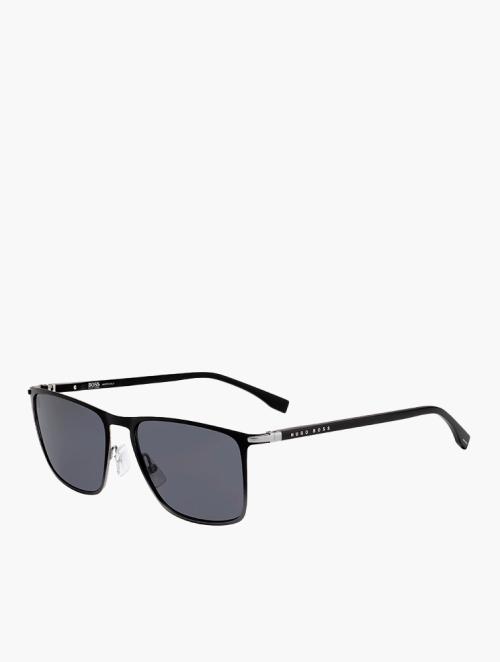 Hugo Boss Matte Black & Grey Square Sunglasses