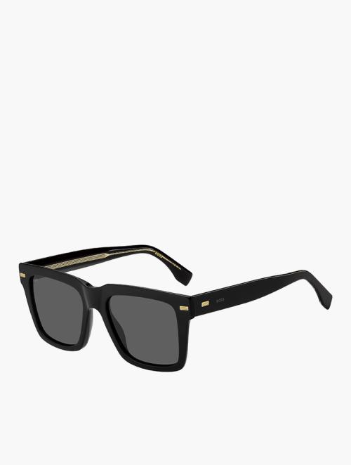 Hugo Boss Grey & Black Rectangular Sunglasses