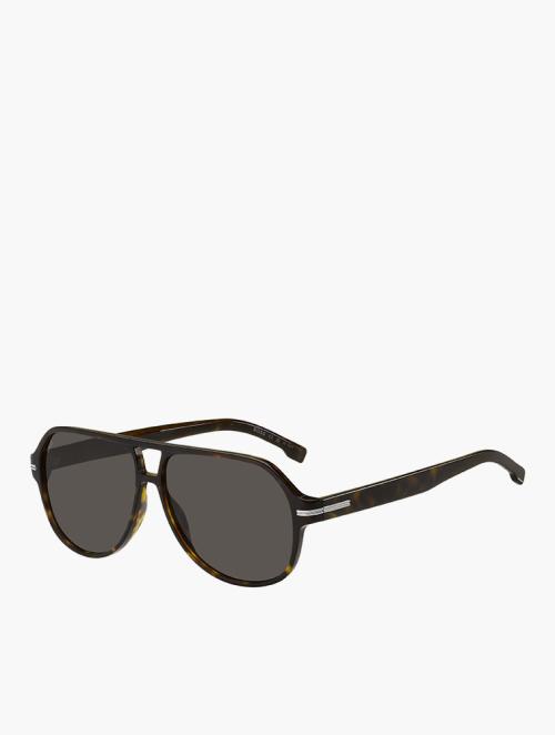Hugo Boss Grey Havana Rectangular Sunglasses