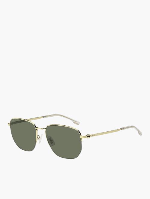 Hugo Boss Green & Gold Rectangular Geometrical Sunglasses