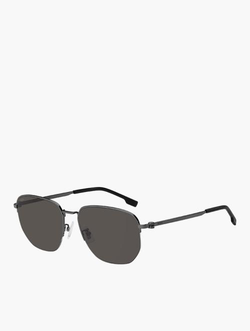 Hugo Boss Grey Ruthenium Black Rectangular Geometrical Sunglasses