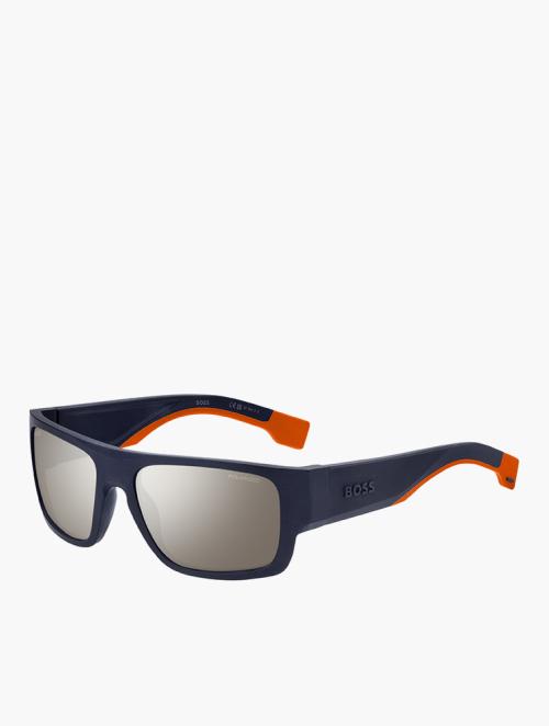 Hugo Boss Matte Blue & Orange Flat Top Sunglasses