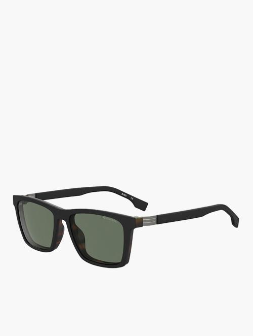 Hugo Boss Green & Black Havana Rectangular Sunglasses