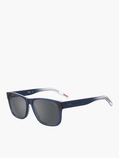 Hugo Silver Mirror & Blue Rectangular Sunglasses