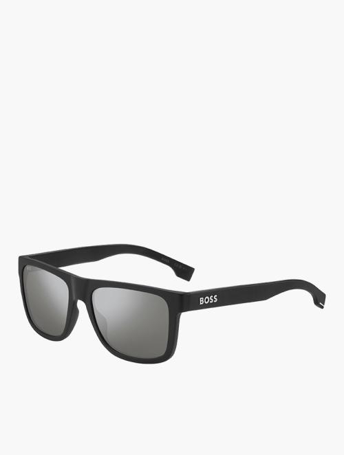 Hugo Boss Matte Black Rectangular Sunglasses