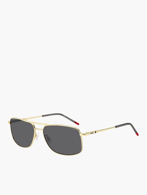 Hugo Gold Grey Rectangular Sunglasses