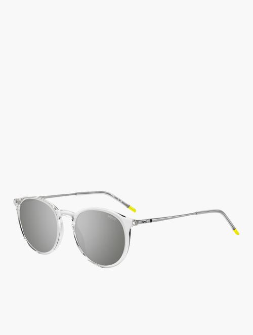 Hugo Crystal Ruthenium Round Sunglasses