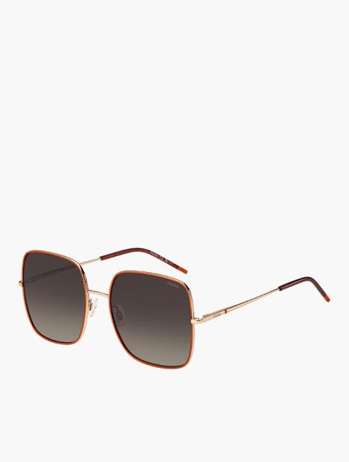 Hugo Gold Orange Square Sunglasses